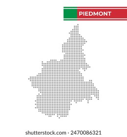 Dotted map of Piedmont Region in Italy