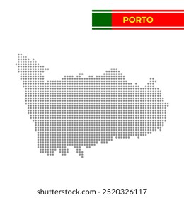 Mapa pontilhado de Porto District em Portugal