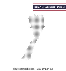 Mapa pontilhado da província de Prachuap Khiri Khan na Tailândia