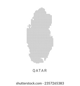 Dotted map of Qatar. The form with black points on light background. Vector illustration