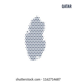 Dotted map of Qatar isolated on white background.