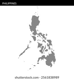 A dotted map representing the shape of the Philippines, focusing on its islands and geographic features.