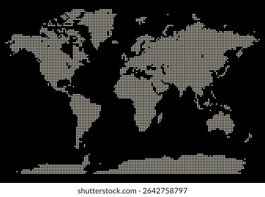 Mapa pontilhado representa negócios globais e conexão em limite geográfico com forma circular