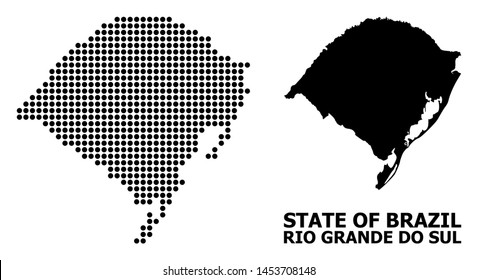 Dotted map of Rio Grande do Sul State composition and solid illustration. Vector map of Rio Grande do Sul State composition of sphere points on a white background.