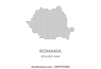 Dotted map of Romania in stylized style. Simple illustration of country map for poster, banner.