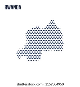 Dotted map of Rwanda isolated on white background.