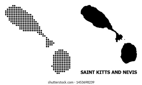 Dotted map of Saint Kitts and Nevis composition and solid illustration. Vector map of Saint Kitts and Nevis composition of round elements on a white background.