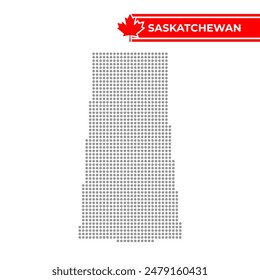 Dotted map of Saskatchewan is a province of Canada