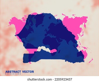 Dotted map of Senegal vector blue halftone circle design illustration.