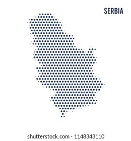 Dotted map of Serbia isolated on white background.