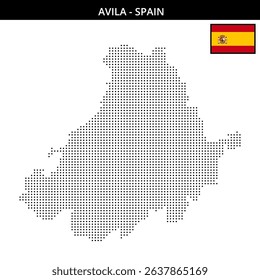 A dotted map showing the region of Avila Spain