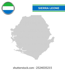 Dotted map of Sierra Leone with circular flag