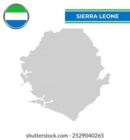 Dotted map of Sierra Leone with circular flag