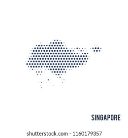 Dotted map of Singapore isolated on white background.
