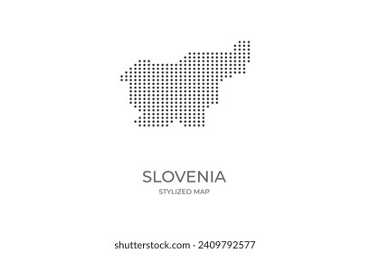 Mapa con puntos de Eslovenia en estilo estilizado. Simple ilustración del mapa del país para afiches, pancartas.