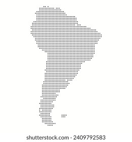 Dotted map of South America with countries. Stylized map of South America in minimalistic modern style