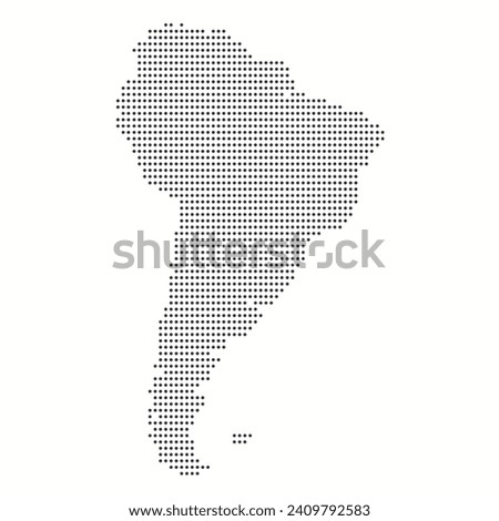 Dotted map of South America with countries. Stylized map of South America in minimalistic modern style