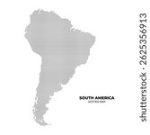 A dotted map of South America, showcasing the continent