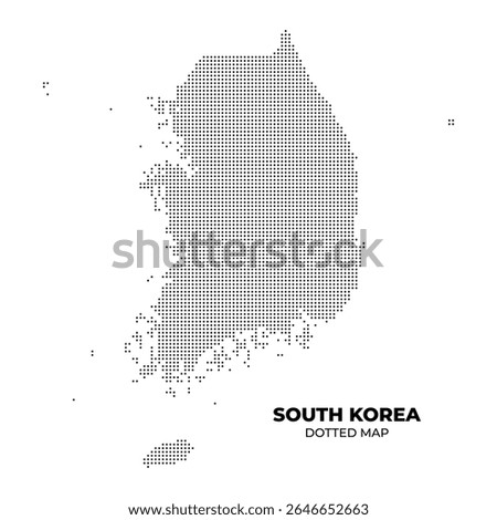 A dotted map of South Korea in black on a white background