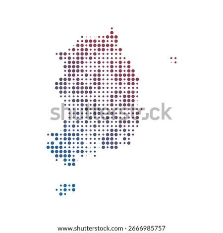 Dotted map of South Korea in gradient blue and red