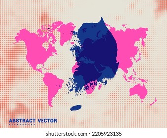 Dotted Karte von Südkorea Vektorblau Halftone Kreis Design-Illustration.
