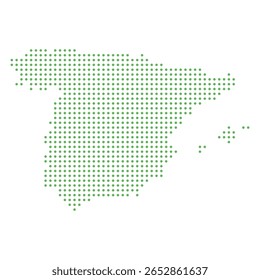 Mapa pontilhado de Espanha em verde sobre fundo branco