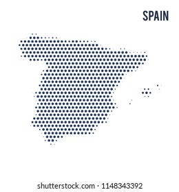 Dotted map of Spain isolated on white background.