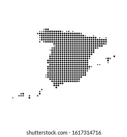 Dotted map of Spain on the white background