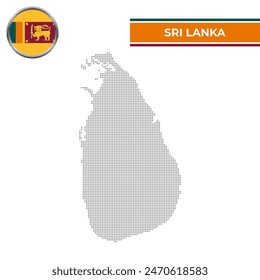 Gepunktete Karte von Sri Lanka mit kreisförmiger Flagge