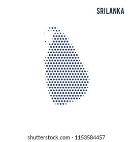 Dotted map of Sri Lanka isolated on white background.