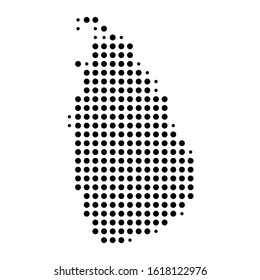 Dotted map of Sri Lanka on the white background