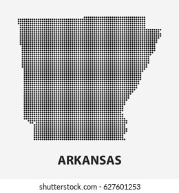 Dotted map of the State Arkansas. The form with black points on light background. Vector illustration.