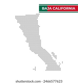 Dotted map of the State of Baja California in Mexico