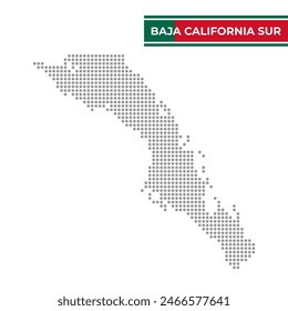 Dotted map of the State of Baja California Sur in Mexico