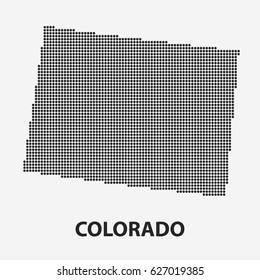 Dotted map of the State Colorado. The form with black points on light background. Vector illustration.