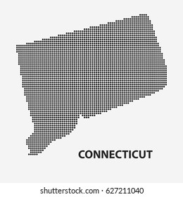 Dotted map of the State Connecticut. The form with black points on light background. Vector illustration.