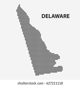 Dotted map of the State Delaware. The form with black points on light background. Vector illustration.