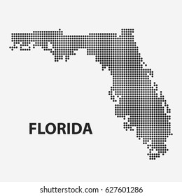 Dotted map of the State Florida. The form with black points on light background. Vector illustration.