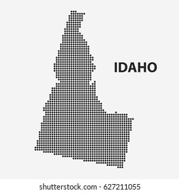 Dotted map of the State Idaho. The form with black points on light background. Vector illustration.