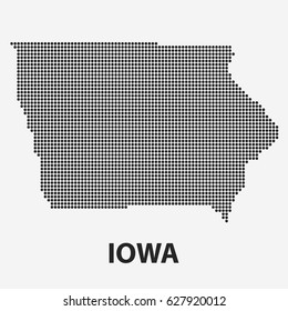 Dotted map of the State Iowa. The form with black points on light background. Vector illustration.