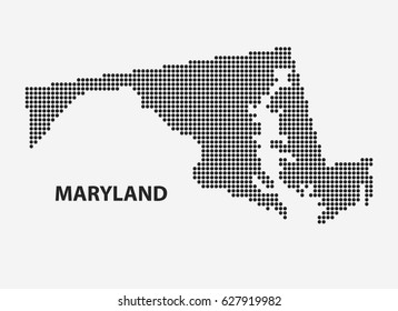 Dotted map of the State Maryland. The form with black points on light background. Vector illustration.