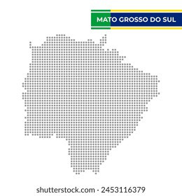 Dotted map of the State of Mato Grosso Do Sul in Brazil