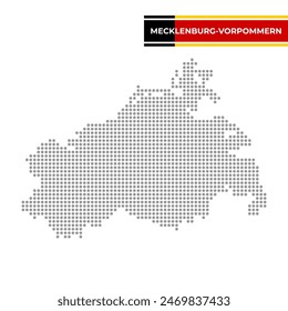 Dotted map of the State of Mecklenburg-Vorpommern in Germany