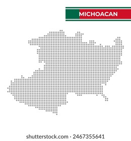 Dotted map of the State of Michoacan in Mexico