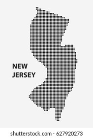 Dotted map of the State New Jersey. The form with black points on light background. Vector illustration.