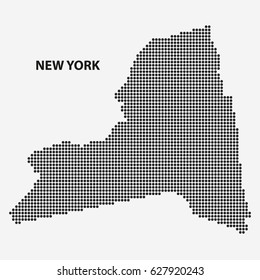 Dotted map of the State New York. The form with black points on light background. Vector illustration.