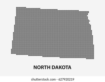 Dotted map of the State North Dakota. The form with black points on light background. Vector illustration.