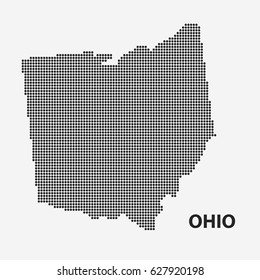 Dotted map of the State Ohio. The form with black points on light background. Vector illustration.