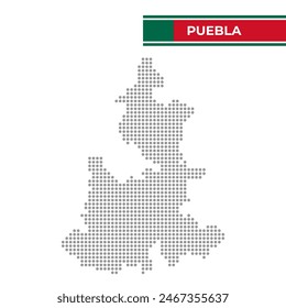 Dotted map of the State of Puebla in Mexico
