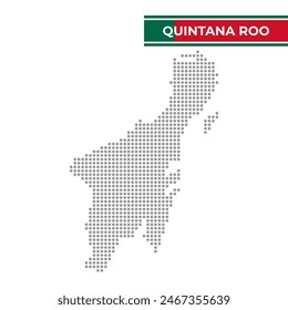 Dotted map of the State of Quintana Roo in Mexico